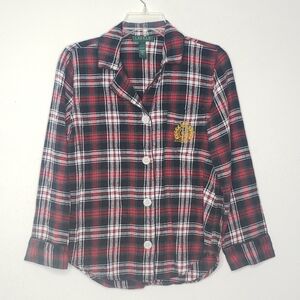 Lauren Ralph Lauren Crested Plaid PJ Top Size Medium